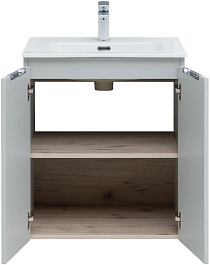 Aquanet Мебель для ванной Алвита New 60 2 дверцы подвесная серая матовая – фотография-13